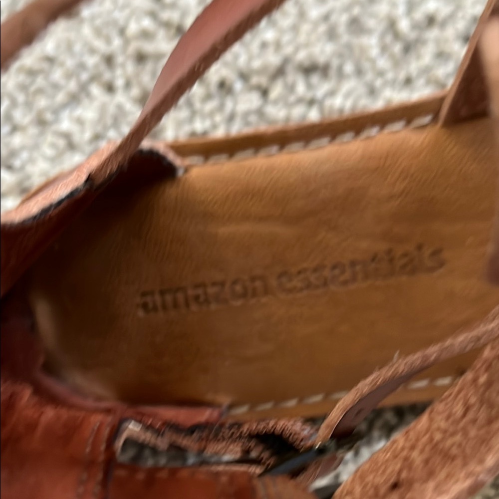 Amazon Essentials Brown Leather Gladiator Sandals - image 2